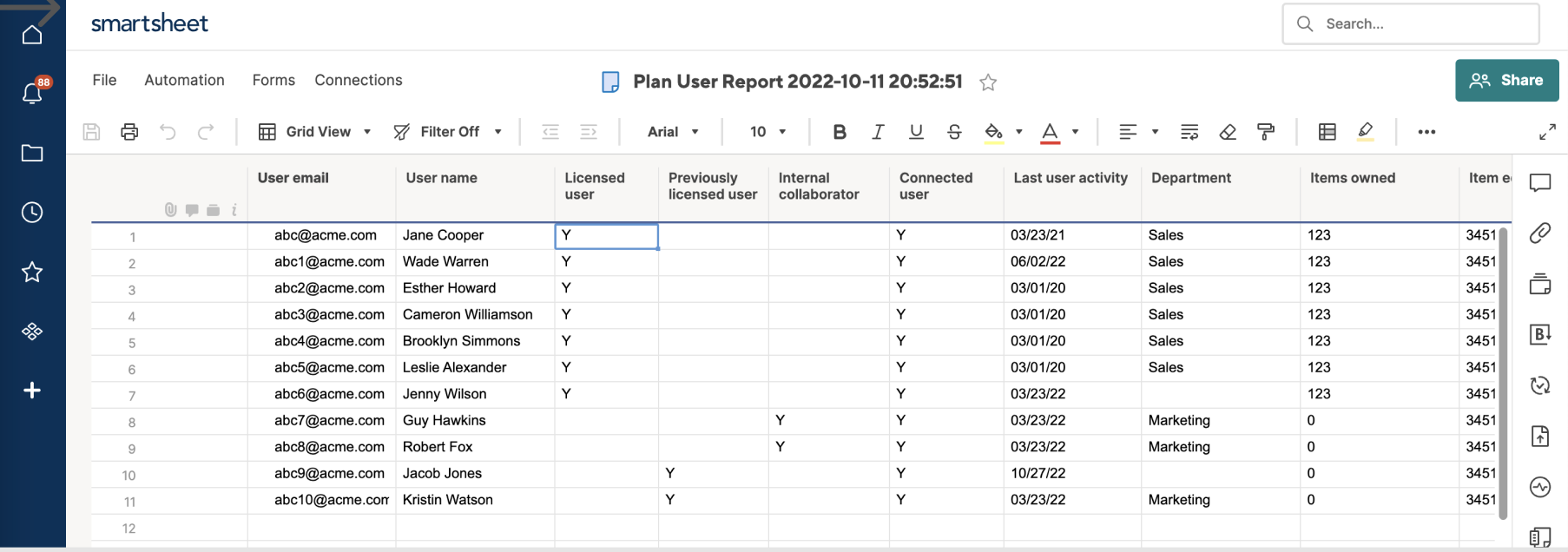 Connected User Report Download