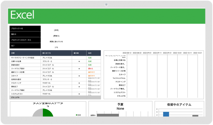  プロジェクト管理ダッシュボードテンプレート