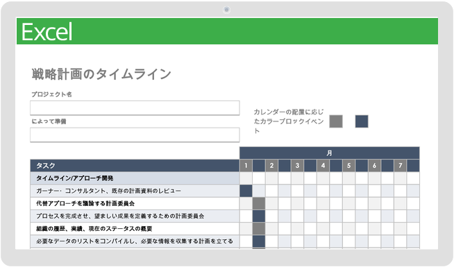 戦略的計画のタイムラインテンプレート